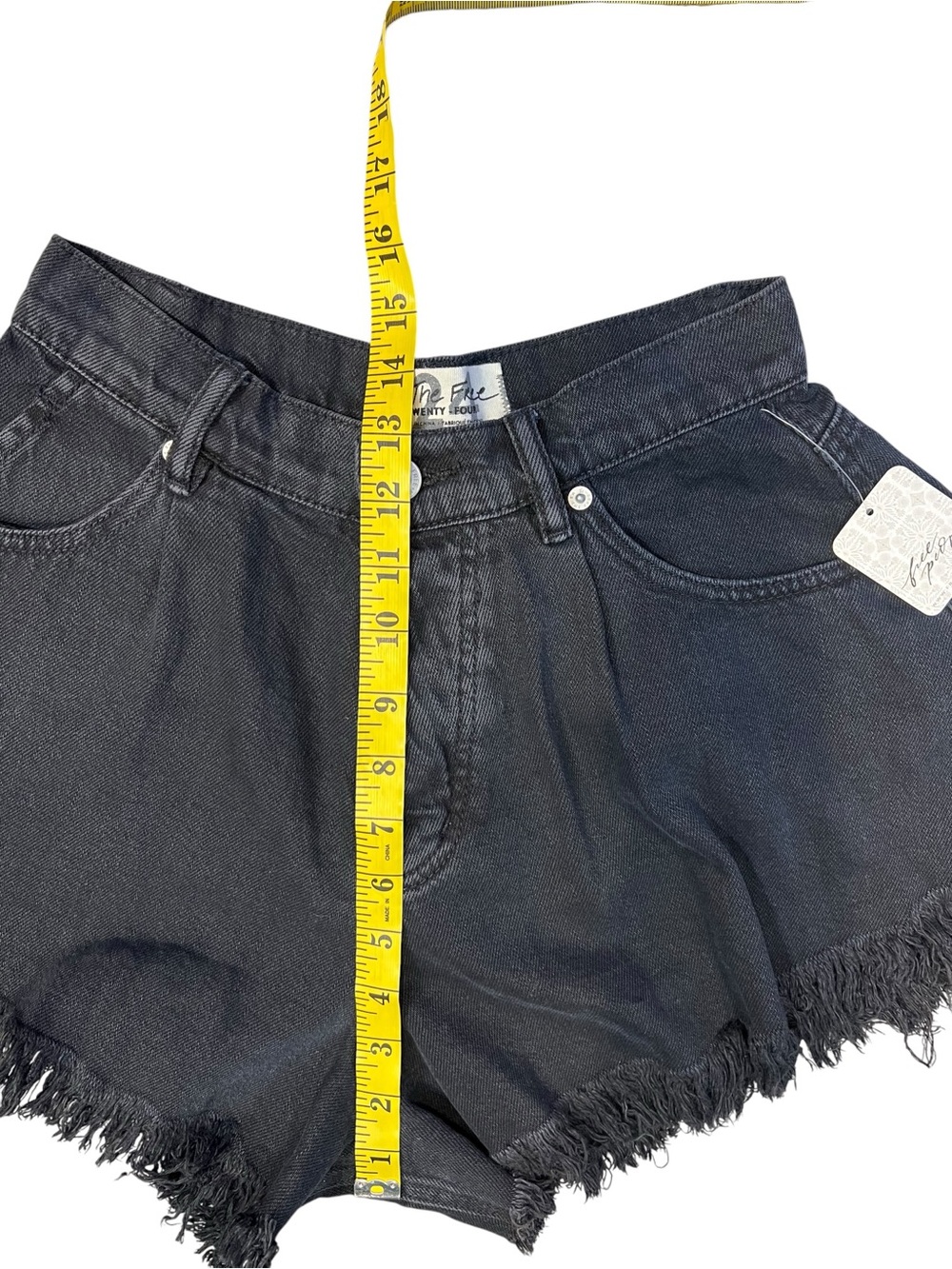 We the Free Free People Black Denim Frayed Hem Shorts NWT - Picture 13 of 14